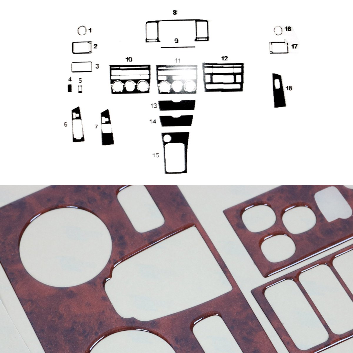 Toyota Corolla Dashboard Kit - Omac - 18 Pcs. - Wooden - '03-'08